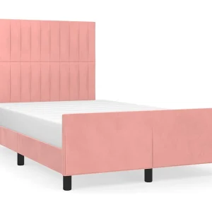 Bedframe met hoofdeinde fluweel roze 120×200 cm Bedframe met hoofdeinde fluweel roze 120×200 cm