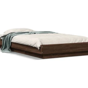 Bedframe bewerkt hout bruin eikenkleur 90×190 cm Bedframe bewerkt hout bruin eikenkleur 90×190 cm