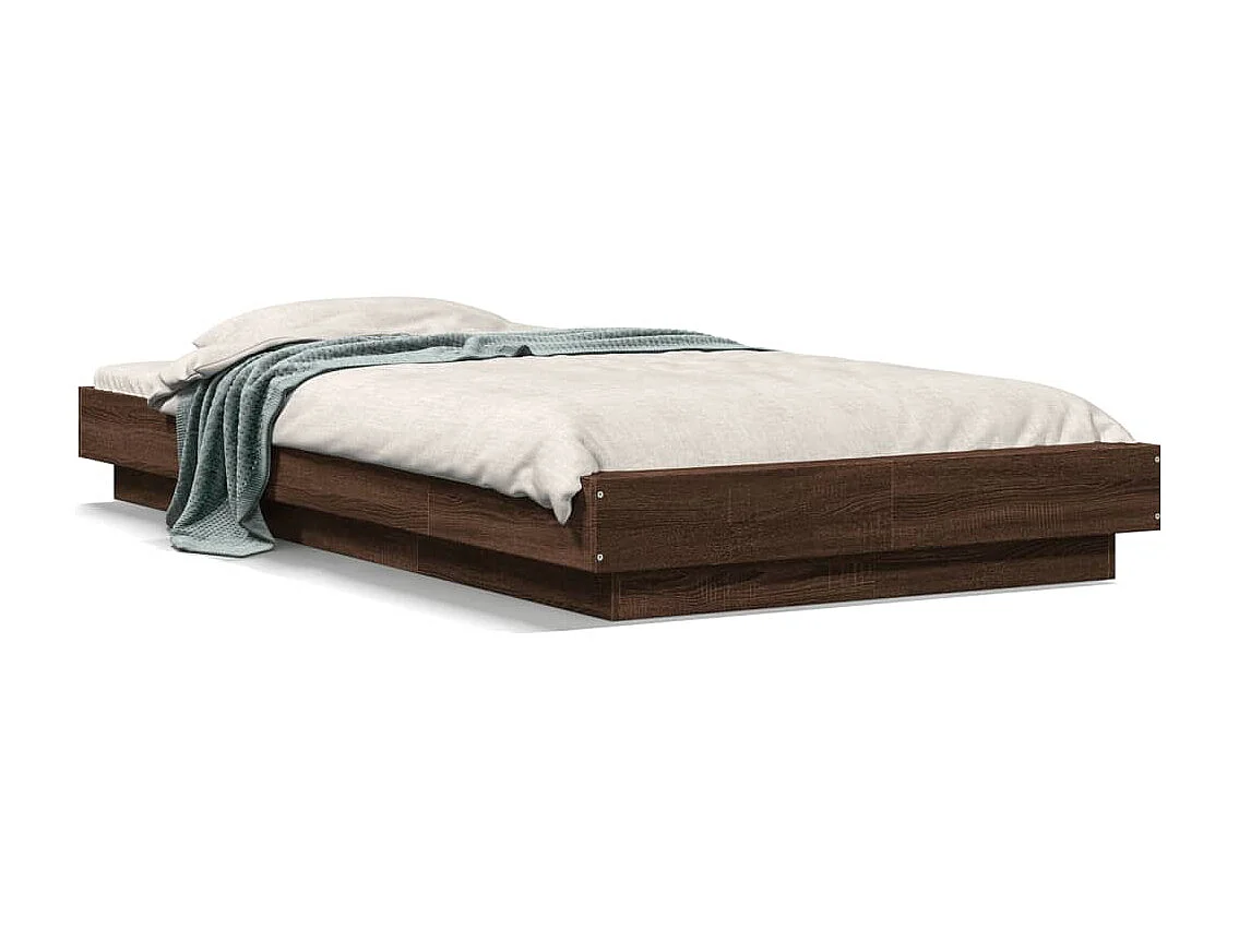 Bedframe bewerkt hout bruin eikenkleur 90x190 cm