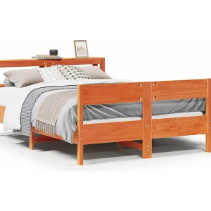 Bed met matras massief grenenhout wasbruin 140×190 cm Bed met matras massief grenenhout wasbruin 140×190 cm