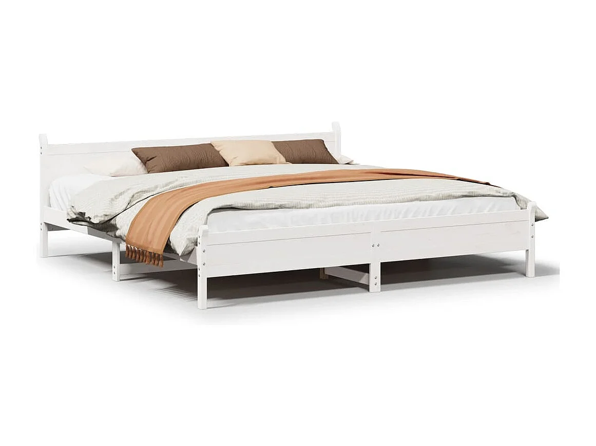 Bedframe zonder matras massief grenenhout wit 180x200 cm