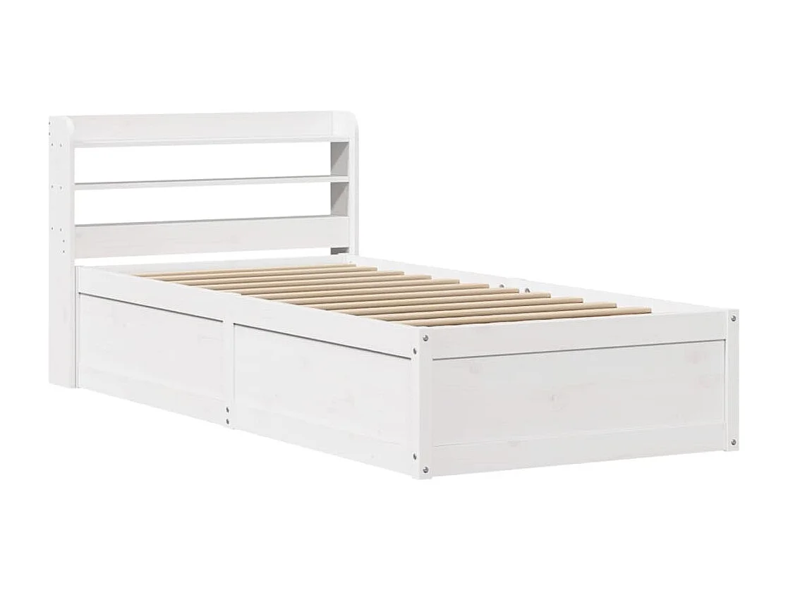 Bedframe met hoofdbord massief grenenhout wit 90x200 cm