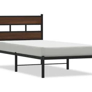 Bedframe met hoofdbord zonder matras bruin eikenkleur 80×200 cm Bedframe met hoofdbord zonder matras bruin eikenkleur 80×200 cm