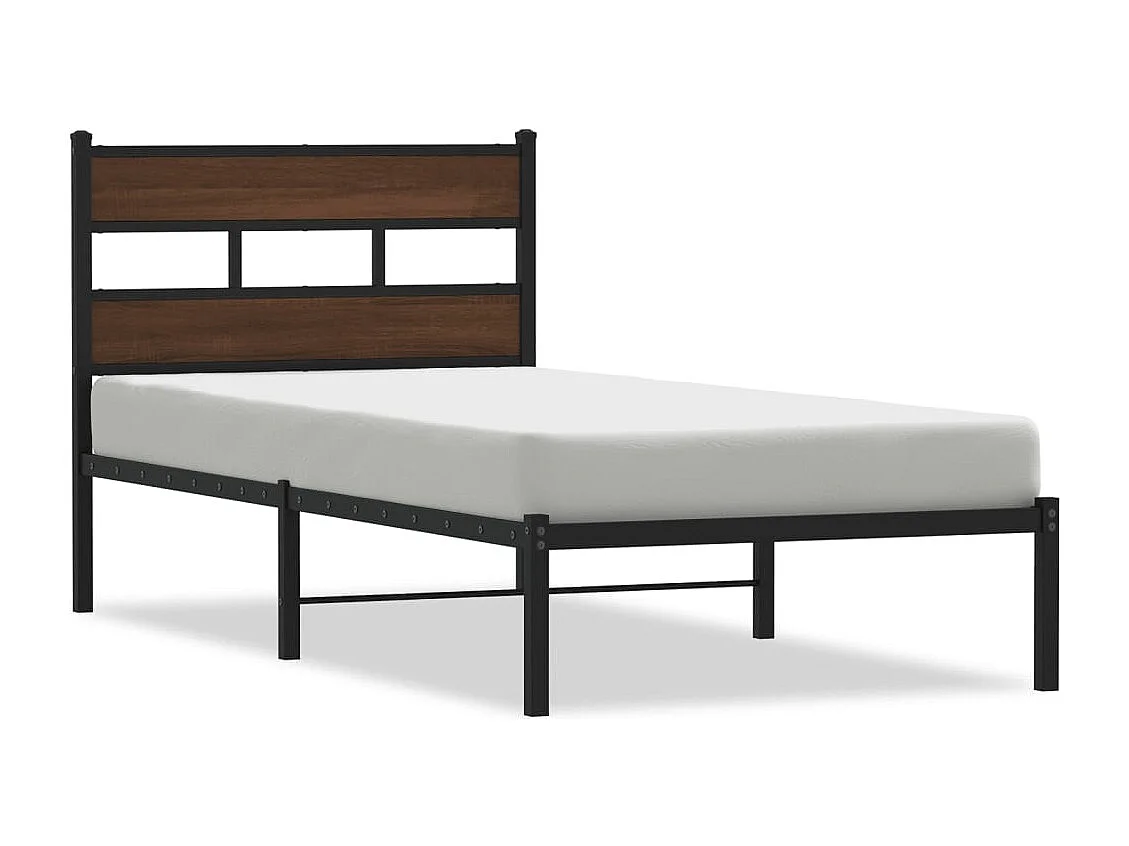 Bedframe met hoofdbord zonder matras bruin eikenkleur 80x200 cm
