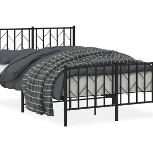 Bedframe met hoofd- en voeteneinde metaal zwart 120×200 cm Bedframe met hoofd- en voeteneinde metaal zwart 120×200 cm
