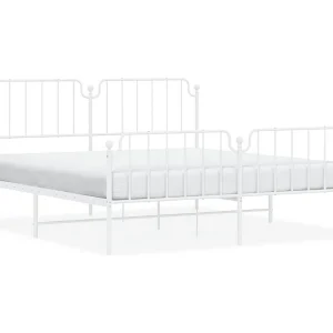 Bedframe met hoofd- en voeteneinde metaal wit 183×213 cm Bedframe met hoofd- en voeteneinde metaal wit 183×213 cm