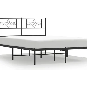 Bedframe met hoofdbord metaal zwart 140×200 cm Bedframe met hoofdbord metaal zwart 140×200 cm
