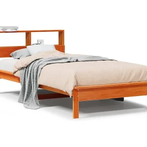 Bed met boekenkast zonder matras grenenhout wasbruin 75×190 cm Bed met boekenkast zonder matras grenenhout wasbruin 75×190 cm