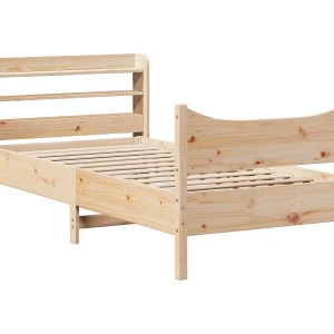 Bedframe met hoofdbord massief grenenhout 90×200 cm Bedframe met hoofdbord massief grenenhout 90×200 cm