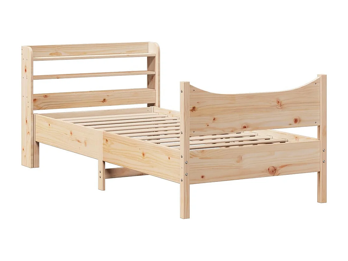 Bedframe met hoofdbord massief grenenhout 90x200 cm