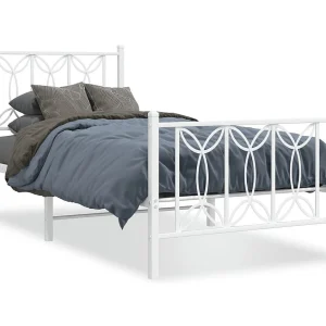 Bedframe met hoofd- en voeteneinde metaal wit 90×190 cm Bedframe met hoofd- en voeteneinde metaal wit 90×190 cm
