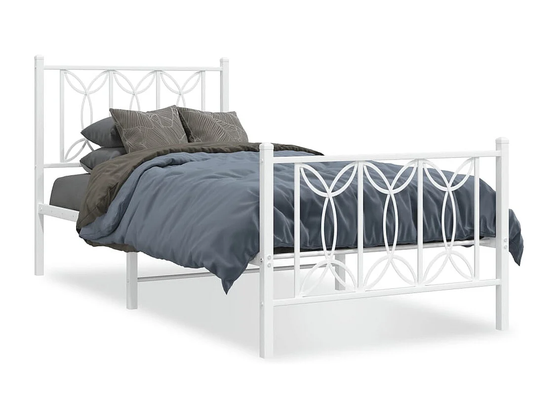 Bedframe met hoofd- en voeteneinde metaal wit 90x190 cm