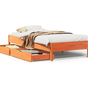 Bedframe zonder matras massief grenenhout wasbruin 75×190 cm Bedframe zonder matras massief grenenhout wasbruin 75×190 cm
