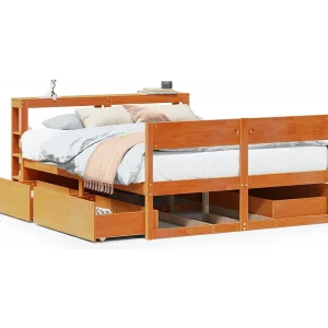 Bedframe zonder matras massief grenenhout wasbruin 120×190 cm Bedframe zonder matras massief grenenhout wasbruin 120×190 cm