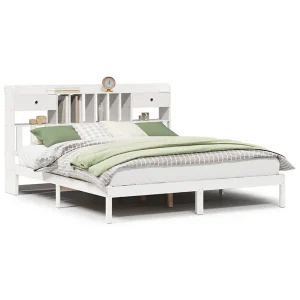 Bed met boekenkast zonder matras grenenhout wit 180×200 cm Bed met boekenkast zonder matras grenenhout wit 180×200 cm