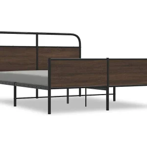 Bedframe zonder matras metaal bruin eikenkleurig 160×200 cm Bedframe zonder matras metaal bruin eikenkleurig 160×200 cm