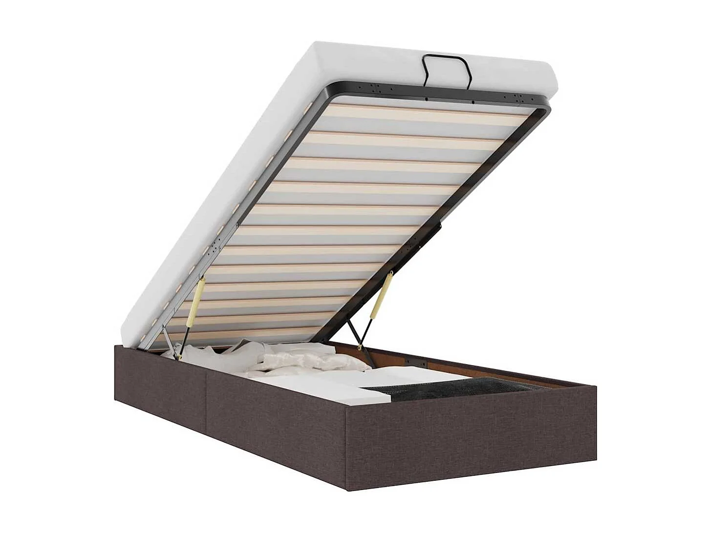 Bedframe zonder matras 90x190 cm stof donkerbruin