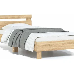 Bedframe met hoofdbord zonder matras sonoma eiken 75×190 cm Bedframe met hoofdbord zonder matras sonoma eiken 75×190 cm