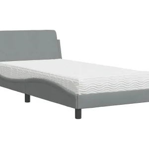 Bed met matras "Dover" stof lichtgrijs 100×200 cm Bed met matras "Dover" stof lichtgrijs 100×200 cm