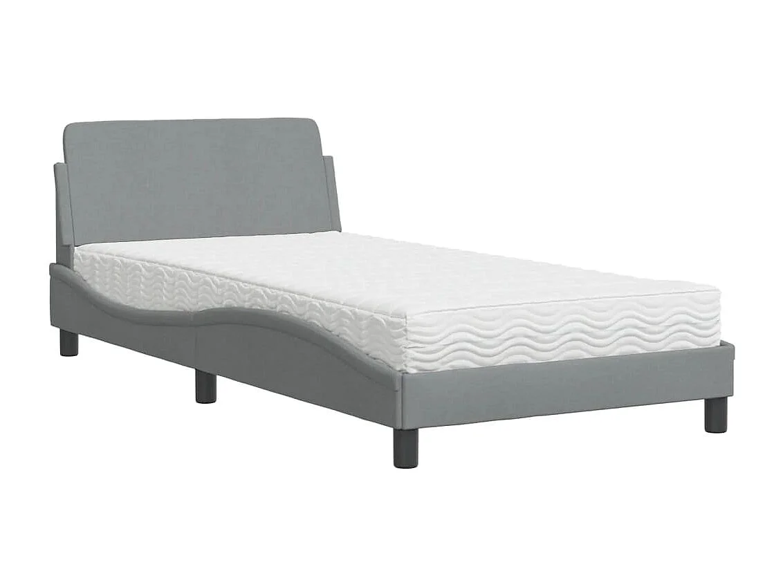 Bed met matras "Dover" stof lichtgrijs 100x200 cm