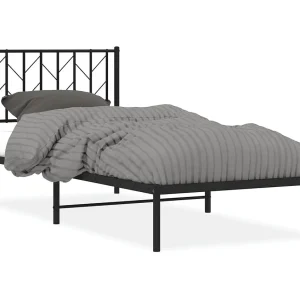 Bedframe met hoofdbord metaal zwart 90×200 cm Bedframe met hoofdbord metaal zwart 90×200 cm