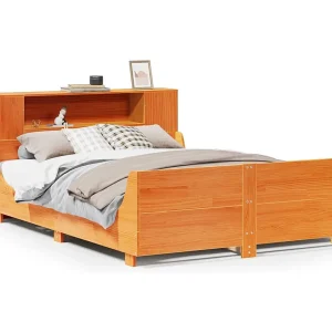 Bedframe zonder matras massief grenenhout wasbruin 135×190 cm Bedframe zonder matras massief grenenhout wasbruin 135×190 cm