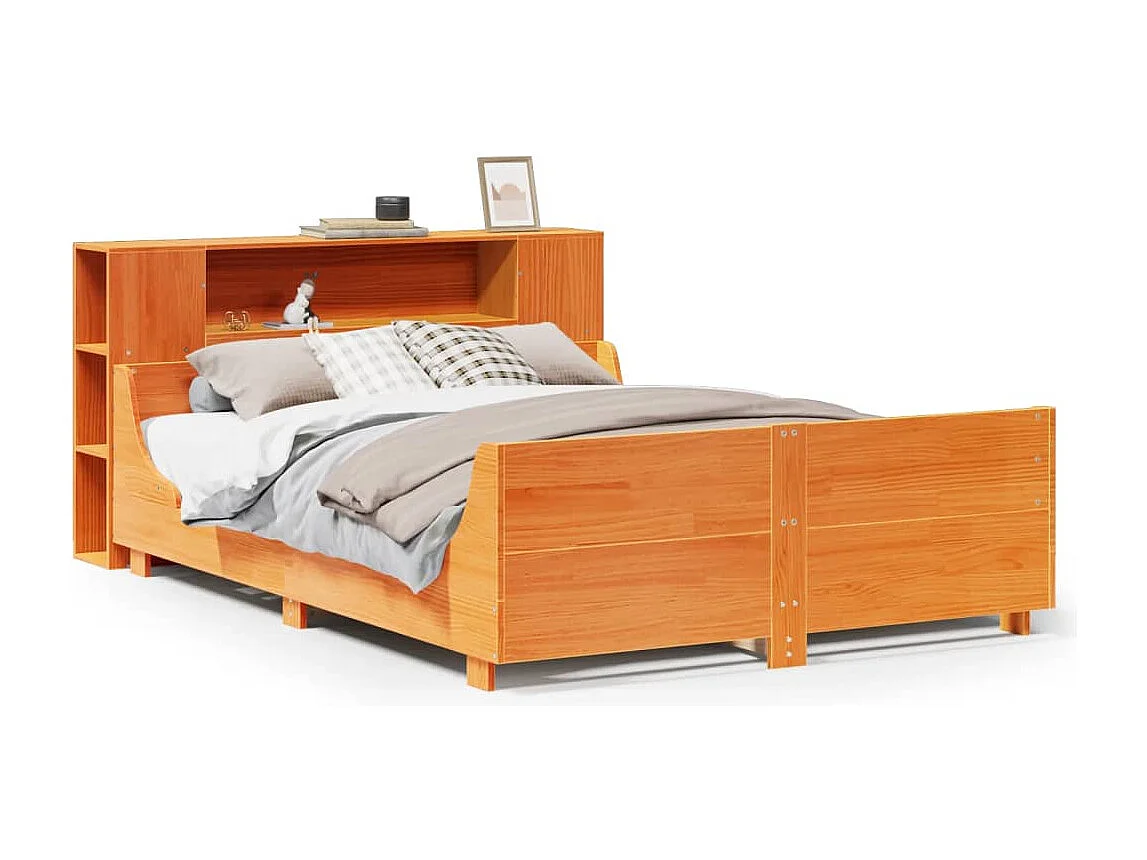 Bedframe zonder matras massief grenenhout wasbruin 135x190 cm