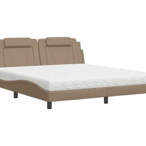 Bed "Viana" met matras kunstleer cappuccinokleurig 180×200 cm Bed "Viana" met matras kunstleer cappuccinokleurig 180×200 cm