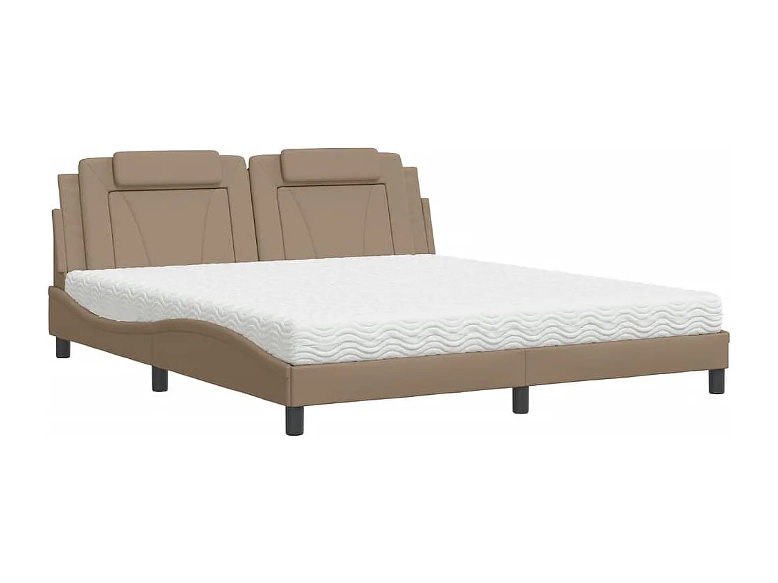 Bed "Viana" met matras kunstleer cappuccinokleurig 180x200 cm