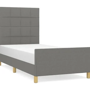 Bedframe zonder matras 90×190 cm stof donkergrijs Bedframe zonder matras 90×190 cm stof donkergrijs