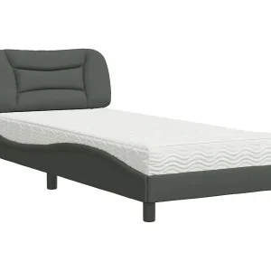 Bed met matras "Hvar" stof donkergrijs 90×200 cm Bed met matras "Hvar" stof donkergrijs 90×200 cm