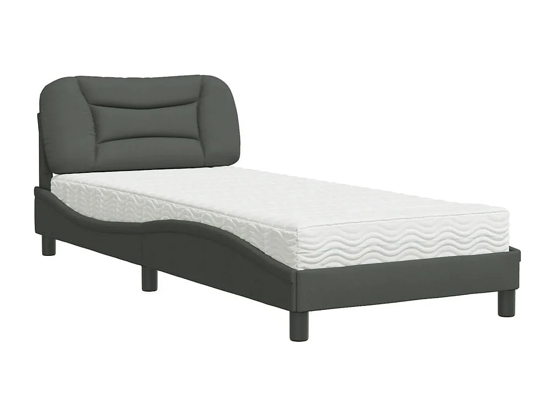Bed met matras "Hvar" stof donkergrijs 90x200 cm