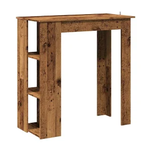 Bartafel met schap 102x50x103,5 cm bewerkt hout oud houtkleurig Bartafel met schap 102x50x103,5 cm bewerkt hout oud houtkleurig
