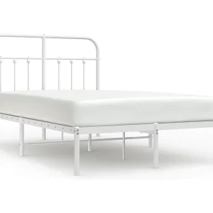Bedframe met hoofdbord metaal wit 120×200 cm Bedframe met hoofdbord metaal wit 120×200 cm
