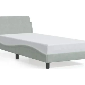 Bedframe "Dover" 90×200 cm fluweel lichtgrijs Bedframe "Dover" 90×200 cm fluweel lichtgrijs