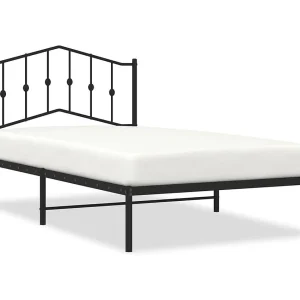 Bedframe met hoofdbord metaal zwart 107×203 cm Bedframe met hoofdbord metaal zwart 107×203 cm