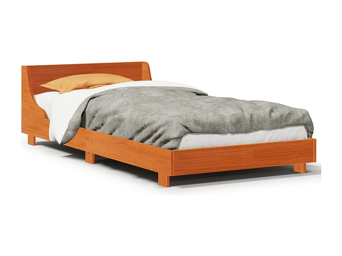 Bedframe zonder matras massief grenenhout wasbruin 100x200 cm