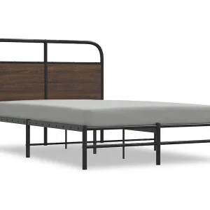 Bedframe zonder matras bewerkt hout bruin eikenkleur 140×190 cm Bedframe zonder matras bewerkt hout bruin eikenkleur 140×190 cm