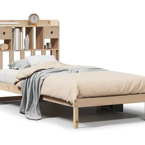 Bed met boekenkast zonder matras massief grenenhout 90×190 cm