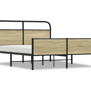 Bedframe zonder matras metaal sonoma eikenkleurig 150×200 cm Bedframe zonder matras metaal sonoma eikenkleurig 150×200 cm