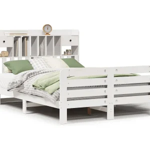 Bed met boekenkast zonder matras grenenhout wit 150×200 cm Bed met boekenkast zonder matras grenenhout wit 150×200 cm