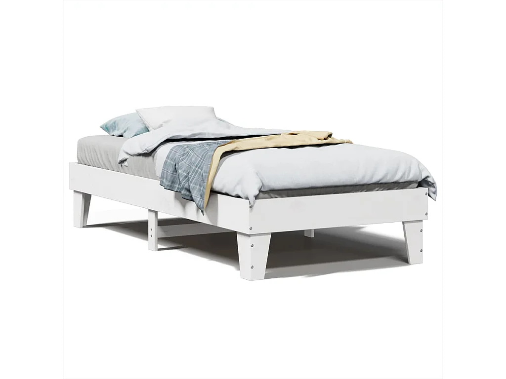 Bedframe zonder matras massief grenenhout wit 90x190 cm