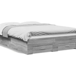 Bedframe met lades bewerkt hout grijs sonoma eiken 120×190 cm Bedframe met lades bewerkt hout grijs sonoma eiken 120×190 cm