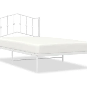 Bedframe met hoofdbord metaal wit 107×203 cm Bedframe met hoofdbord metaal wit 107×203 cm