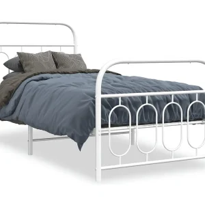 Bedframe met hoofd- en voeteneinde metaal wit 90×190 cm Bedframe met hoofd- en voeteneinde metaal wit 90×190 cm