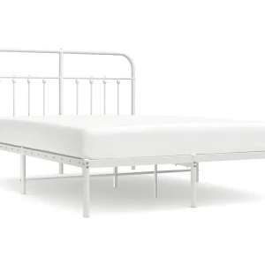 Bedframe met hoofdbord metaal wit 140×190 cm Bedframe met hoofdbord metaal wit 140×190 cm