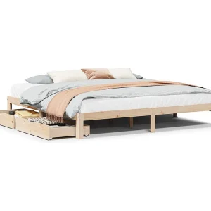 Bedframe met lades massief grenenhout 200×200 cm Bedframe met lades massief grenenhout 200×200 cm