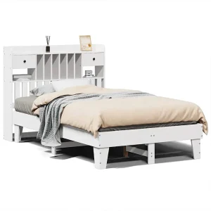 Bedframe zonder matras massief grenenhout wit 135×190 cm Bedframe zonder matras massief grenenhout wit 135×190 cm