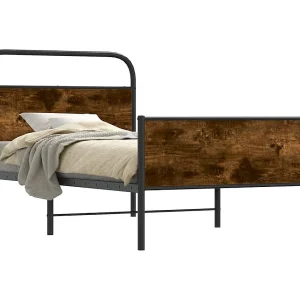 Bedframe zonder matras bewerkt hout sonoma eikenkleur 107x203cm Bedframe zonder matras bewerkt hout sonoma eikenkleur 107x203cm