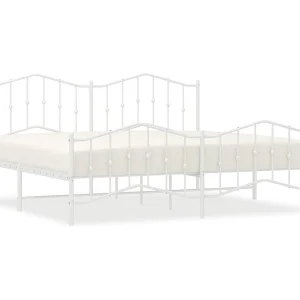 Bedframe met hoofd- en voeteneinde metaal wit 193×203 cm Bedframe met hoofd- en voeteneinde metaal wit 193×203 cm